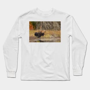 Smiling Moose, Algonquin park Long Sleeve T-Shirt